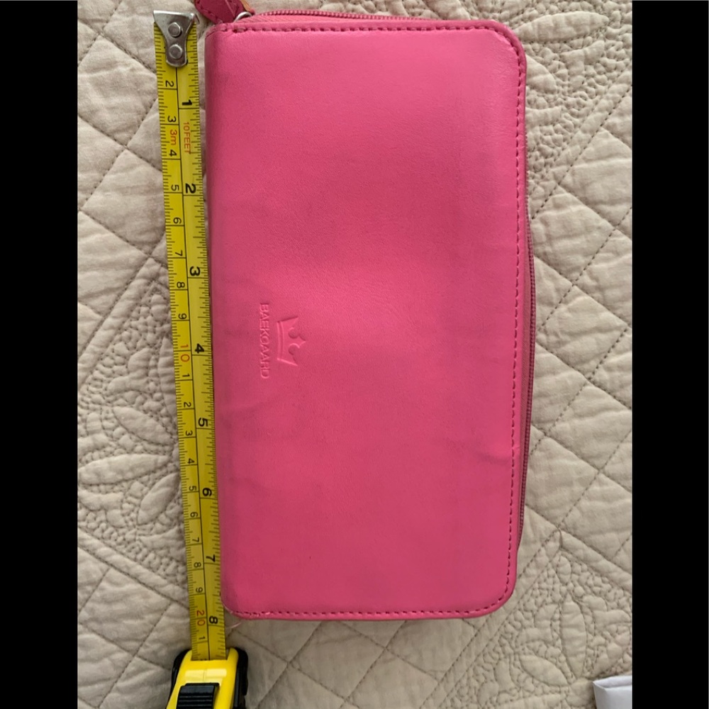 Baekgaard pink and orange leather wallet
